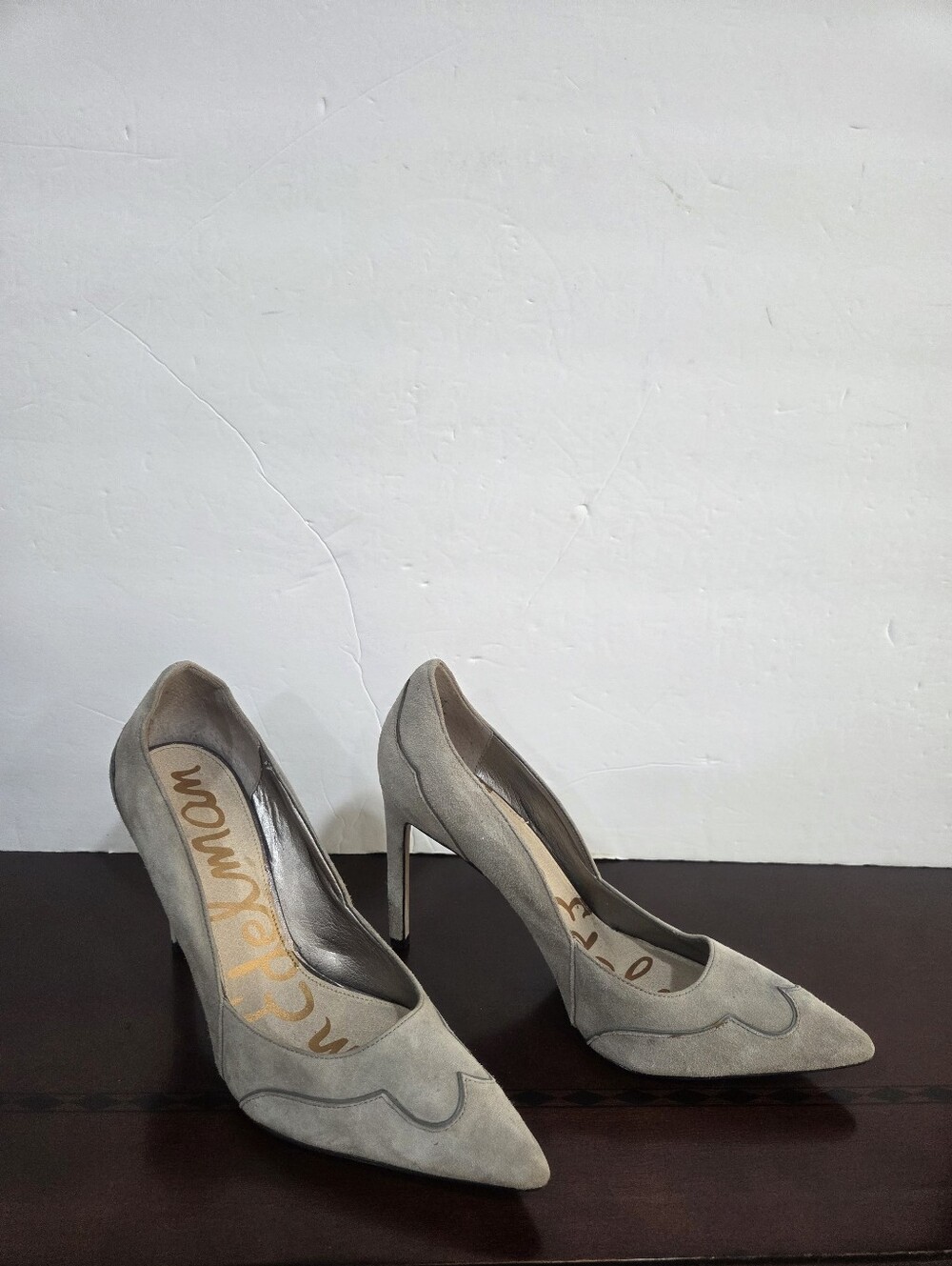 Sam Edelman Gray Suede Pointed-Toe Stiletto Pumps Sz.7.5